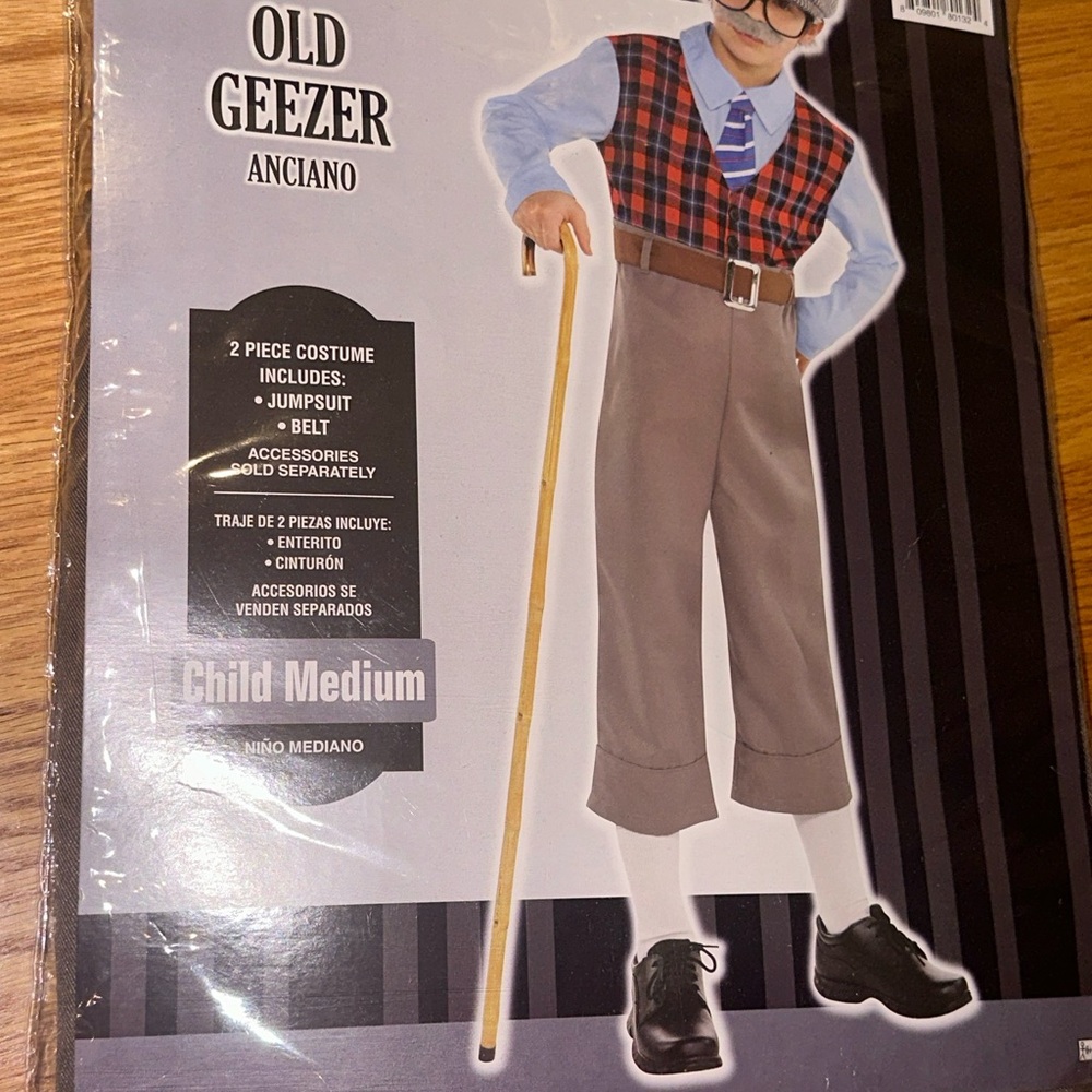 Old Geezer Kids Costume - Plaid and Brown